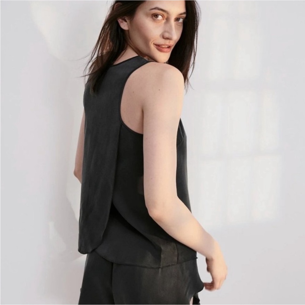 Lunya Black Tank with Tulip Style Open Back